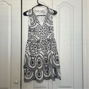Express Black and White Patterned w/ Embroidery Dress